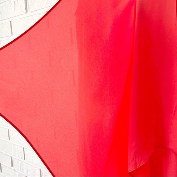 BCBGMaxAzria TARA sleeveless cascading coral chiffon high low shift dress M - Picture 8 of 10